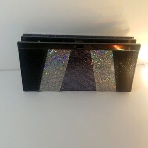 COPY - Black, Silver Irredescent BLING Clutch